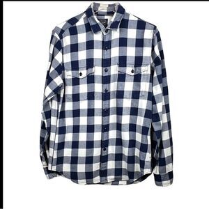 J.Crew Sportmen's Outfitter Long Sleeve Button Up Shirt Blue & White Men's Small